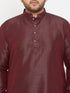 Vastramay Men's Plus Size Wine Silk Blend Curved Kurta Dhoti Set